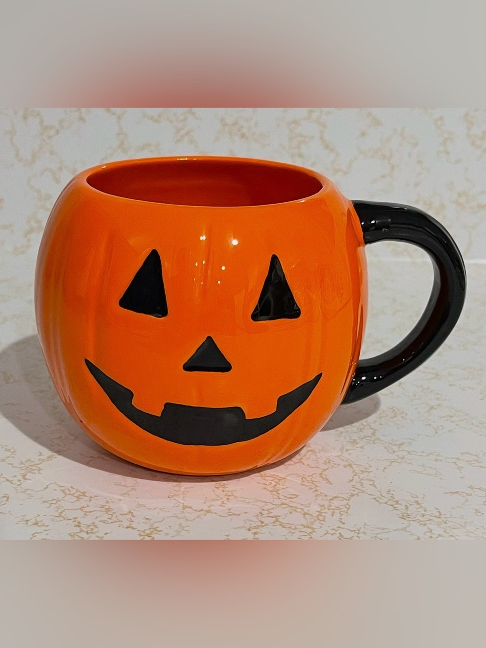 TAG JACK O LANTERN FACE PUMPKIN COFFEE MUG CUP HALLOWEEN KITSCHY HOME DECOR CUTE